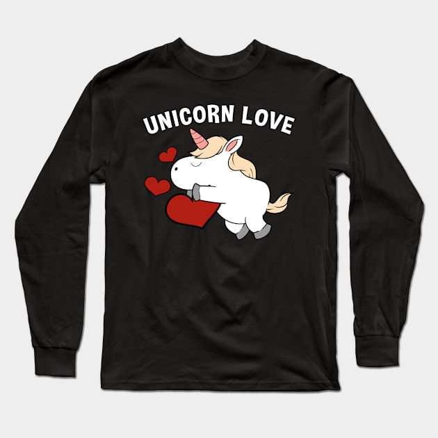 Unicorn Love Funny Valentines Long Sleeve T-Shirt by TheBeardComic